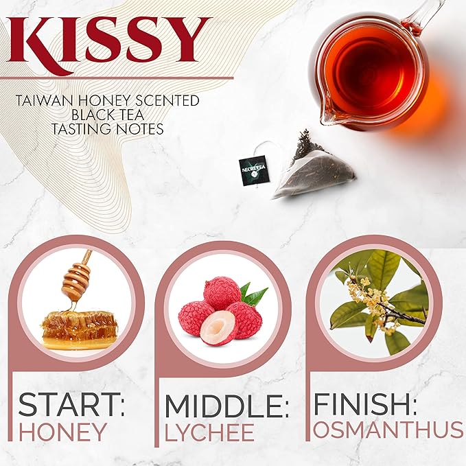Organic TAIWAN Honey Scented Black tea bag |Sugar Free Good for Cold brew Tea | Natural Antioxidants, 15 Sachet Tea Bags | By T SECRETEA, Kissy