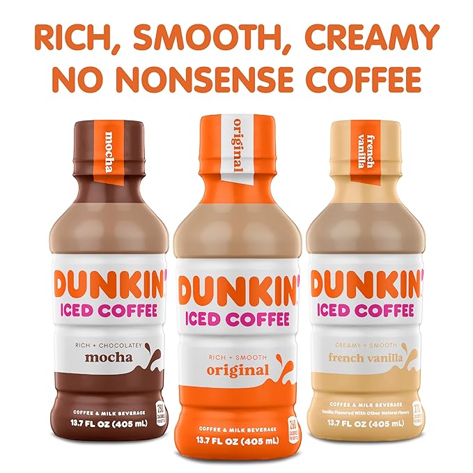 Dunkin' Original Iced Coffee Bottle, 13.7 fl oz, 12 Pack