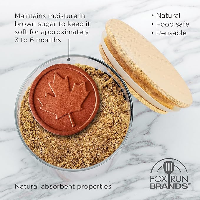 Fox Run Terracotta Brown Sugar Keeper and Saver, Maple Leaf, Set of 2
