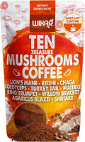 Wixar Mushroom Coffee Blend - Ten Treasure Mushrooms Extract Instant Coffee Powder with Lions Mane, Turkey Tail, Reishi, Chaga, Shiitake, Maitake, Cordyceps, Complex - 5oz Mushroom Supplement