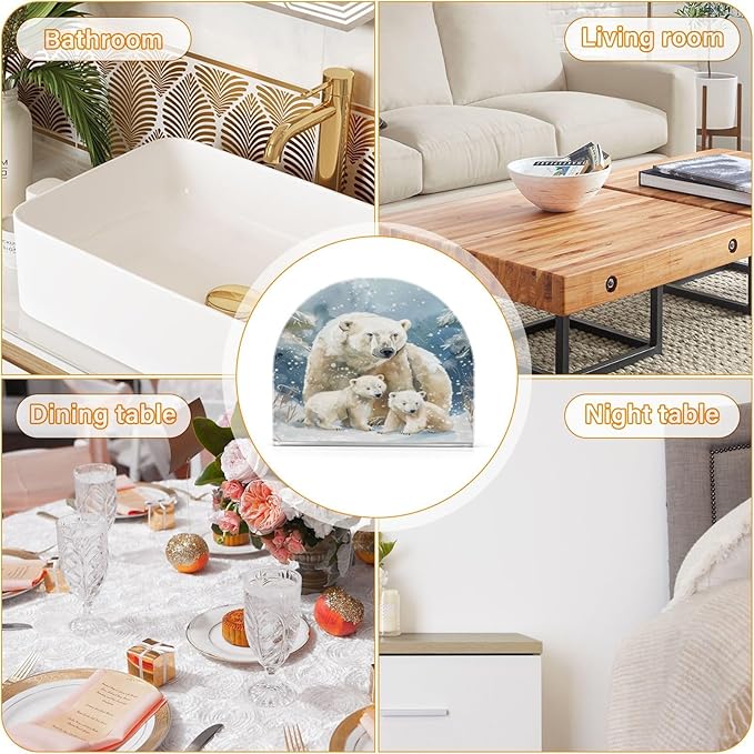 Polar Bear Napkin Holder for Table Paper Cocktail Napkin Holders for Kitchen Dinning Acrylic Dinner Napkin Dispenser for Dinner Home Decor Bar 2 Pack