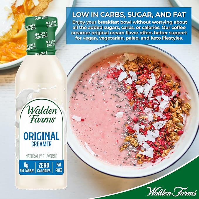 Walden Farms Original Coffee Creamer – Zero Calorie, Sugar Free, Keto & Fat Free Non-Dairy Creamer for Coffee, Lattes & Cold Brew – 12 oz Bottle