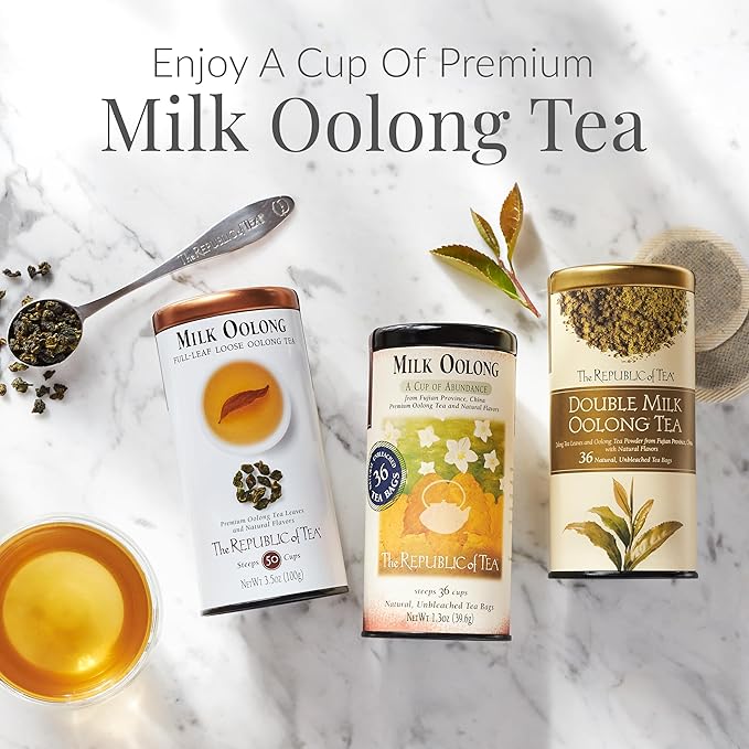 The Republic of Tea — Double Milk Oolong Tea Tin, 36 Tea Bags, Naturally Caffeinated
