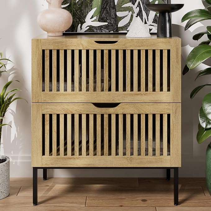 Storage Cabinet,28 Inch Farmhouse Buffet Cabinet with Metal Base and Storage Cabinets,Sideboard Coffee Bar for Kitchen,Dining Room,Oak