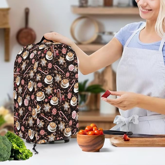 Cane Candy Coffee Blender Cover Dust Cover Appliance Dust Cover for Food Processor Coffee Maker Juice Maker with Top Handle Kitchen Decor Foldable