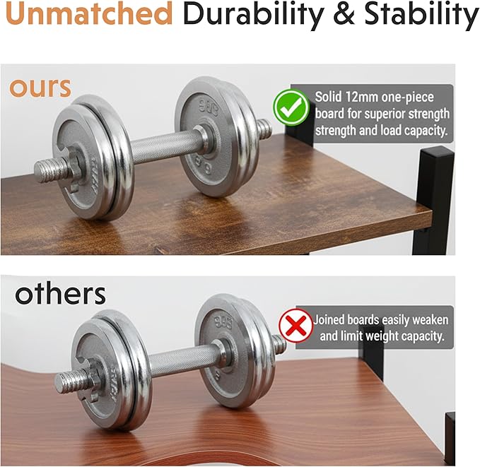 Simple Deluxe Kitchen Bakers Rack with Power Outlet, Coffee Bar Accessories Table, 4-Tier Adjustable Storage Shelf for Spices, Freestanding Appliance Organizer, 31.5 Inch, Rustic Brown