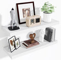 Fun Memories Floating Shelves for Wall, 32 Inch Long Floating Shelves Set of 2, 32 x 10 Wooden Shelves for Wall, Large Storage Shelves, Hanging Shelves for Bathroom Kitchen Bedroom, White