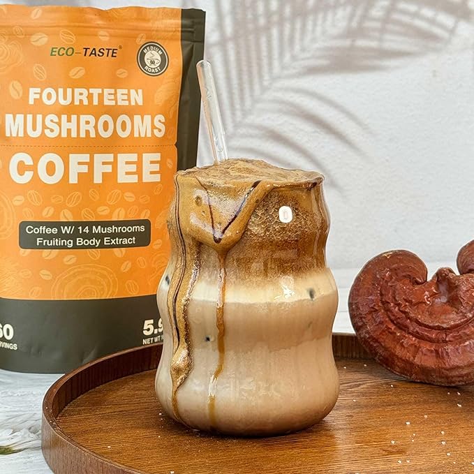 Mushroom Coffee 14 in 1 with Log-Grown Mushrooms | 30% Beta-Glucans Lab-Verified | 60 Servings for Focus & Gut Health | Sugar-Free with Lion's Mane, Chaga, Reishi | 5.9oz