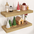 Floating Shelves for Wall, Engineered Wood Wall Shelves with Invisible Brackets for Living Room Bedroom Bathroom Office Kitchen Decor and Storage (Oak, 24" W x 9" D x 1.5" H) Set of 2