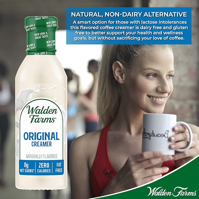 Walden Farms Original Coffee Creamer – Zero Calorie, Fat-Free, Sugar-Free, Low Carb, Keto-Friendly, Dairy-Free, Vegan – 2-Pack, 12 oz Bottles