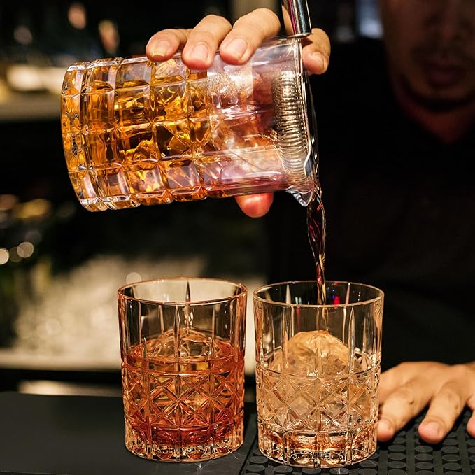 2 Pack Cocktail Mixing Glass, 18.5oz Crystal Mixing Glass, Thick Bottom Bar Stirring Pitcher for Whiskey Manhattan Martini