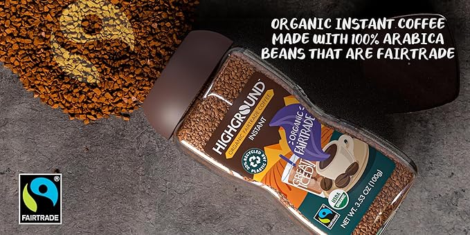 Highground Organic Regular Instant Coffee, Vegan, 3.53 Ounces (Pack Of 6)