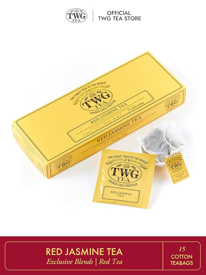 TWG Tea | Red Jasmine Tea | Rooibos Tea | Jasmine Flower | 15 Hand Sewn Cotton Teabags | Gift Set
