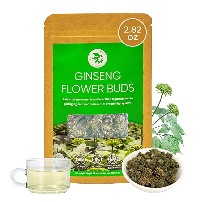 Panax Notoginseng Flower Buds - 2.82 oz, Pure Dried Sanchi Flowers, Herbal Tea for Relaxation & Wellness, Support Immunity, Rebrewable, Ideal for Drinking, Cooking & Potpourri