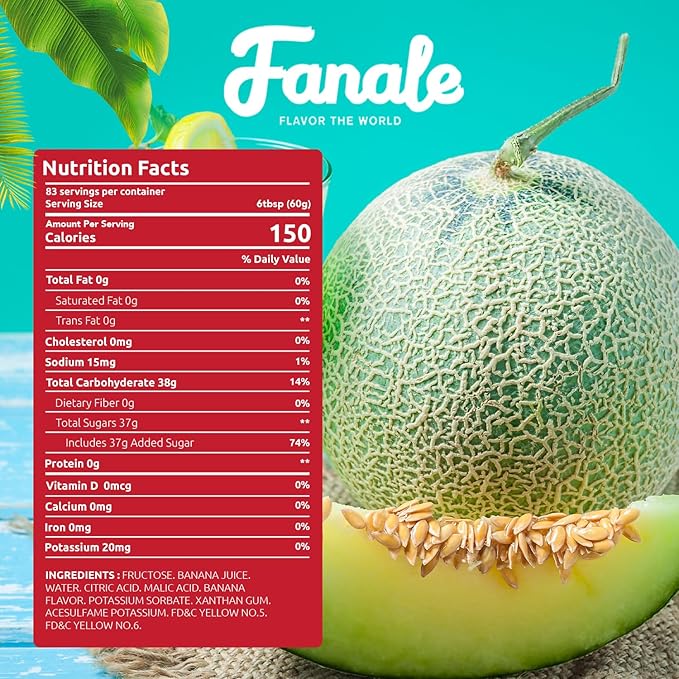 Fanale Premium Flavoring Concentrated Syrup for Bubble Tea 11 lb | Honeydew Flavor Syrup | for Boba Tea, Smoothies, Slushes, Desserts | 11lb | SRP070