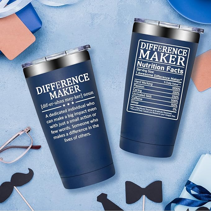 Difference Maker Gifts - Christmas Thank You Gift for Men Women - Teacher Appreciation Gifts - Inspirational Gift for Coworker, Boss, Assistant, Employee - 20oz Tumbler