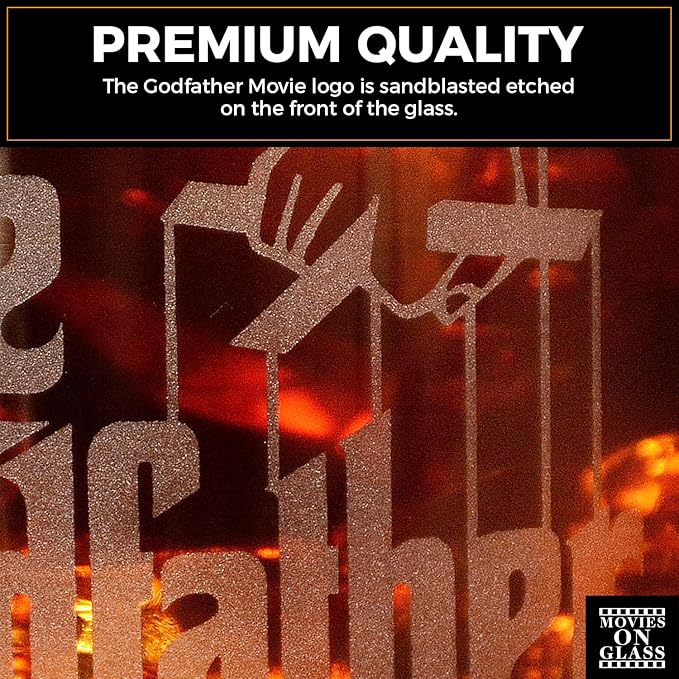The Godfather Etched Pint Beer Glass - Officially Licensed, Premium Quality, Handcrafted Glassware, 16oz. - Perfect Collectible Gift for Movie Lovers, Birthdays & Special Occasions
