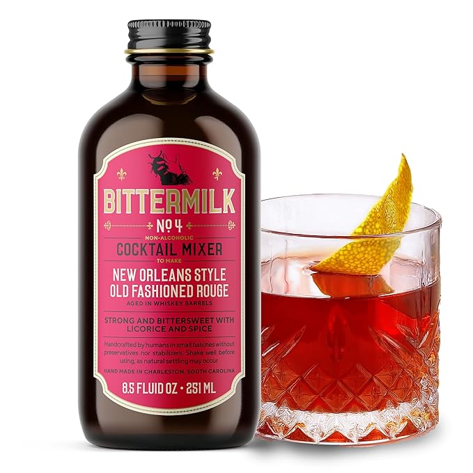 Bittermilk No.4 New Orleans Style Old Fashioned Rouge – Old Fashioned Mix - All Natural Handcrafted Cocktail Mixer – Makes 17 Cocktails