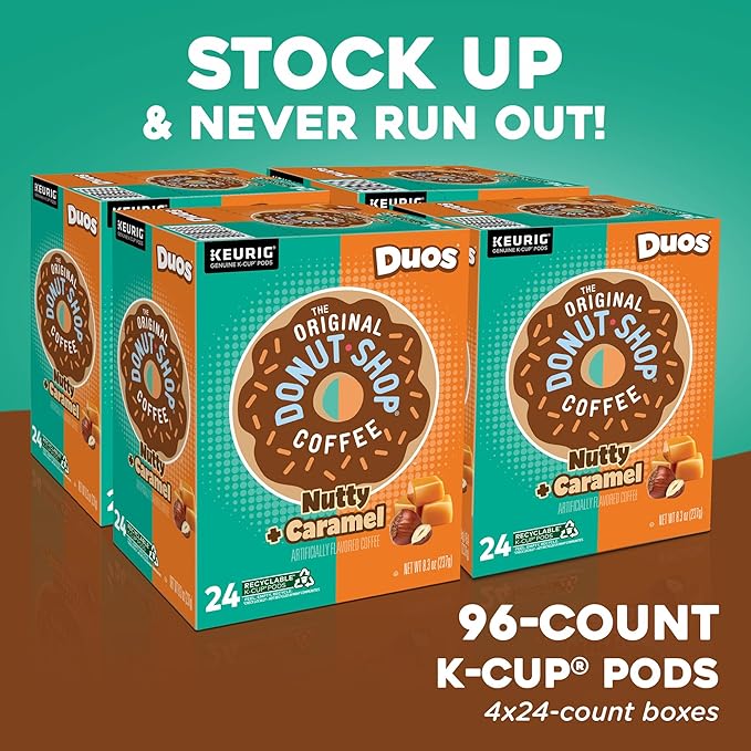 The Original Donut Shop Duos Nutty + Caramel Keurig Single-Serve K-Cup Pods, Medium Roast Coffee, 96 Count