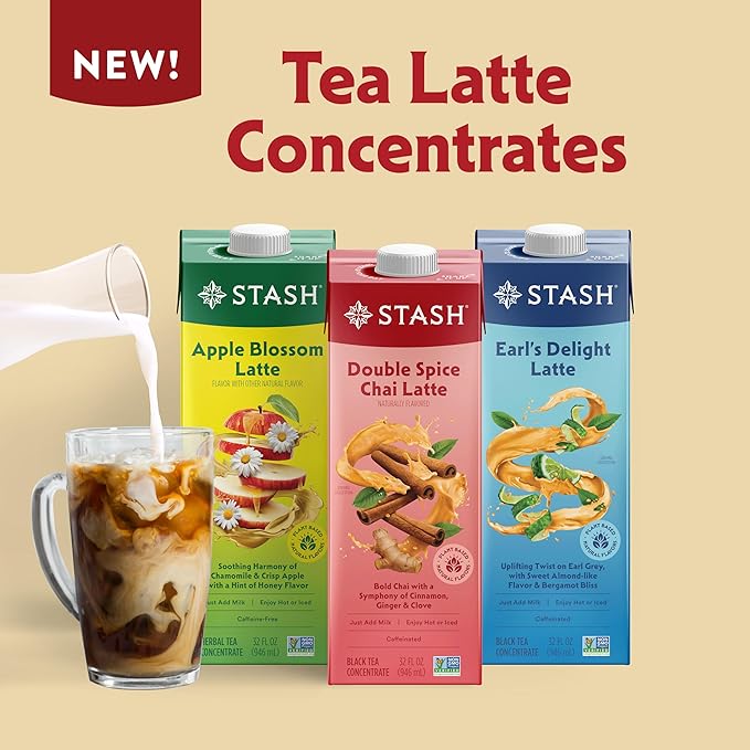 STASH Double Spice Chai Latte - Dairy Free Plant Based Tea Concentrate - Caffeinated - 32 fl oz, 5 Servings (Pack of 6)