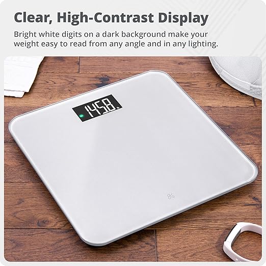 Greater Goods Digital AccuCheck Bathroom Scale for Body Weight, Capacity up to 400 lbs, Batteries Included, Pearl Gray