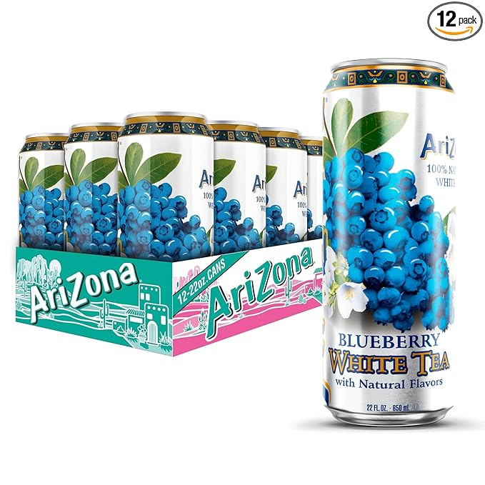 AriZona Blueberry White Tea - Big Can, 22 Fl Oz (Pack of 12)
