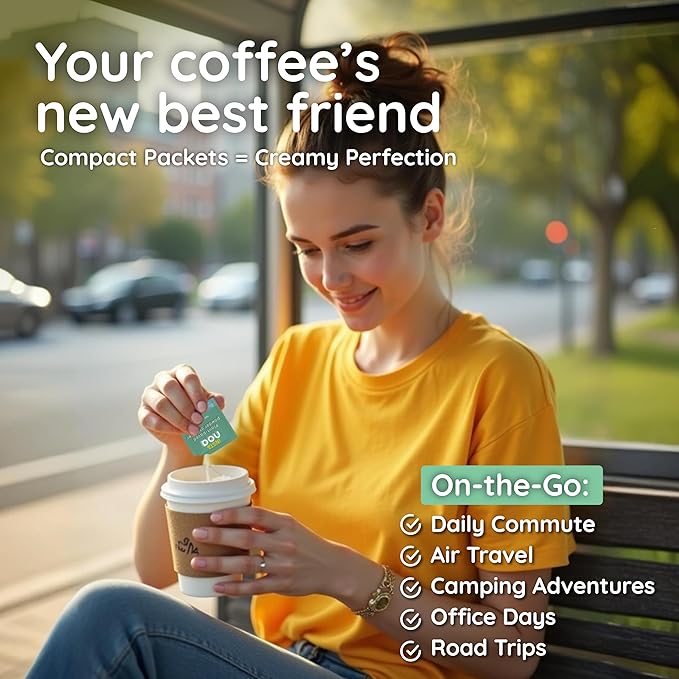 NOA Plant-Based Powder Creamer - Dairy-Free Coconut & Almond Flavor, No Sugar, Vegan, Keto-Friendly, Instant Non-Dairy Coffee Enhancer, 30 Sachets of 6g