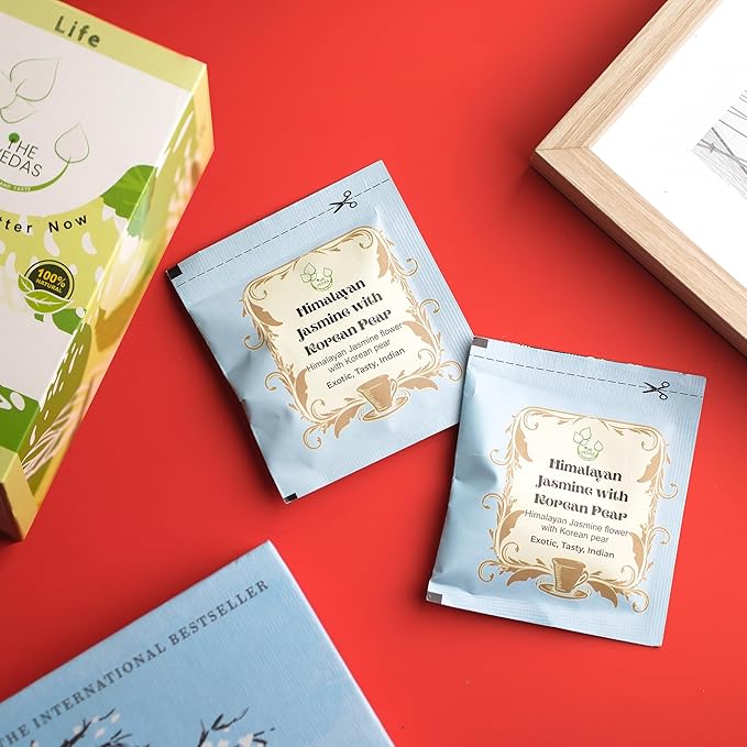 THE VEDAS Himalayan Jasmine With Korean Pear | Herbal Tea | Biodegradable Cotton Teabags | 40 Tea Bags(Pack of 2)