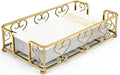 Gold Guest Towel Holder Tray for Bathroom – Napkin Organizer for Disposable Hand Paper Towels, Vanity Countertop Napkin Holder, Modern Bathroom Accessory for Guest Use and Decor