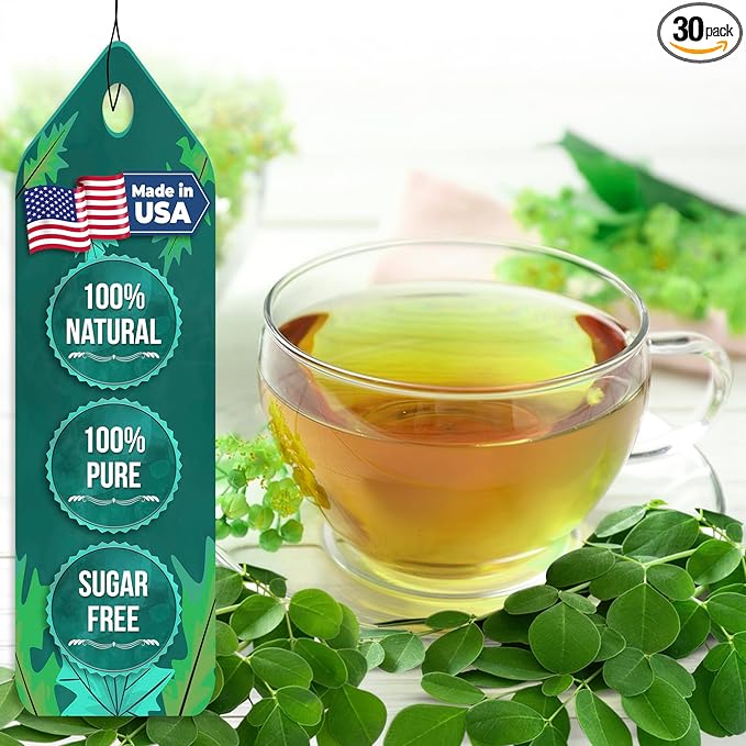 Fresh Moringa Leaf Tea from the USA – 100% Pure, Wild-Harvested Herbal Loose Leaf Tea, Natural Aroma, Caffeine-Free, Grown and Packed in the USA (3oz)