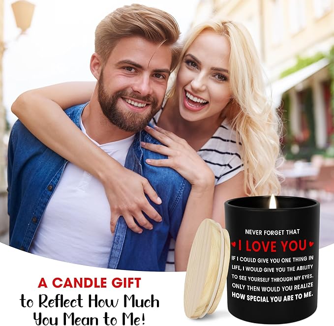 OASSIE Christmas Couple Gifts for Her Him Women Men - I Love You Long Lasting Vanilla Lavender Scented Candle 10 oz - Birthday Couples Gifts for Boyfriend Girlfriend Husband Wife