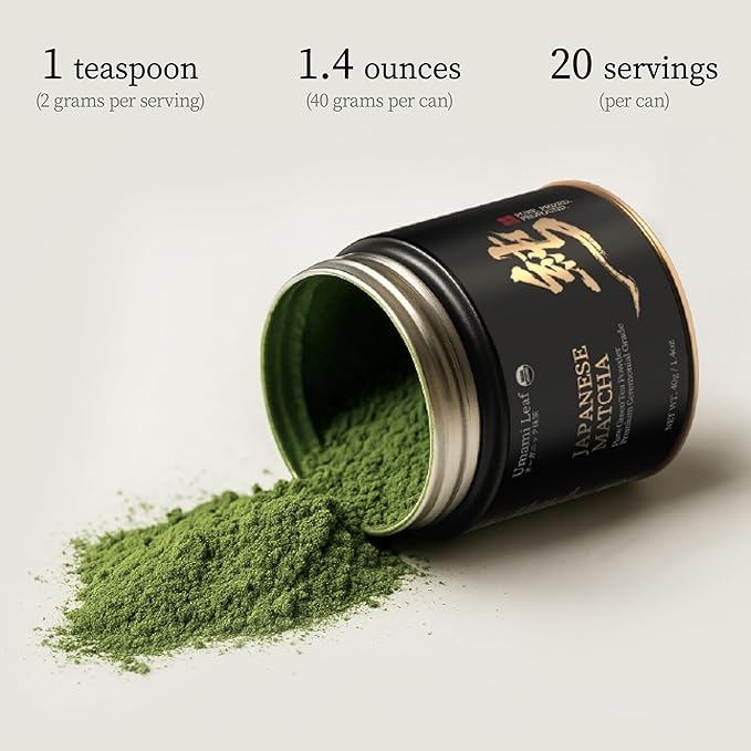 Umami Leaf Organic Japanese Ceremonial Grade Matcha - 100% Pure Green Tea Powder, USDA Certified, First Harvest, Authentic Origin From Uji, Kyoto (40g / 1.4oz Tin)