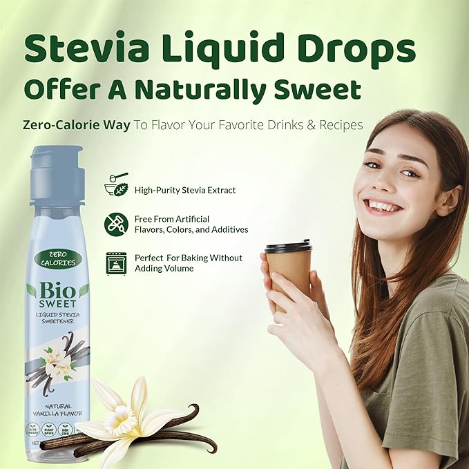 BioSweet Stevia Drops - Vanilla Flavor | Zero Calorie Liquid Sweetener | Non GMO, Keto & Diabetic Friendly, Gluten Free, Vegan | Nothing Artificial | 3,000 drops (5.07 Fl Oz)