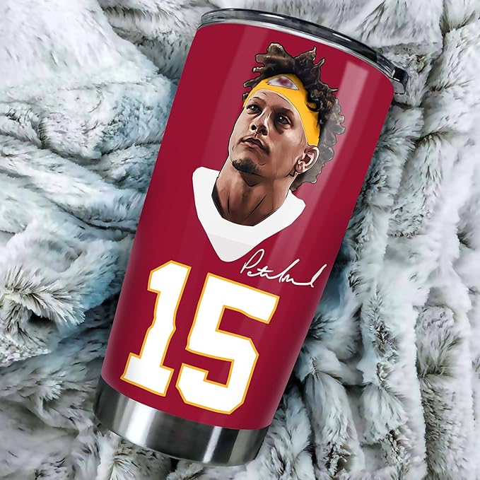Patrick Mahomes II Tumbler - Go Big Or Go Mahomes - Coffee Tea Mug Insulated Tumbler With Lid - Birthday, Christmas, Thanksgiving Day Gifts For Football Fans - 20 Oz| Stainless Steel Mug