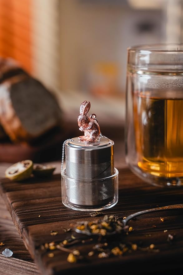Tea Strainers For Loose Tea Stainless Steel Tea Ball Infuser Tea Ball For Loose Leaf Tea Infuser For Loose Leaf Tea Loose Leaf Tea Steeper Cute Tea Infuser Gift (Rabbit)