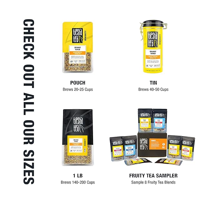 Tiesta Tea - Orange Tango, Loose Leaf, Orange Hibiscus Herbal Tea, Premium Non-Caffeinated Fruit Blend, Makes Hot or Iced & Up to 50 Cups, 4oz Refillable Tin