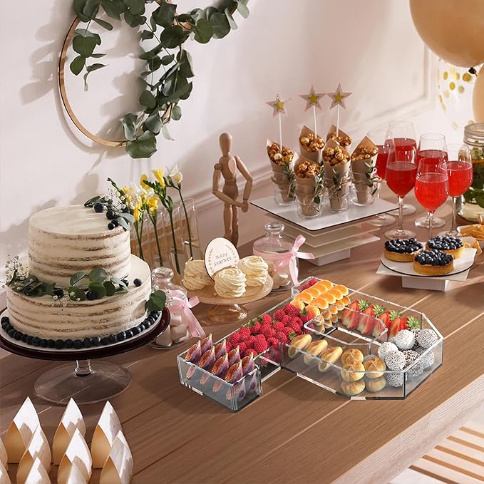 13.8" Acrylic Letter Charcuterie Tray, Charcuterie Letters Fillable Box for Food, Reusable Serving Cake Candy Dish Display Tray for Birthday Anniversary Party Decoration (Letter P)