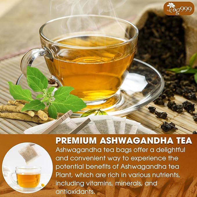 TOG999, Premium 120 Ashwagandha Root Tea Bags, 100% Natural & Pure from Ashwagandha Root. No Sugar, No Caffeine, No Gluten, Vegan.
