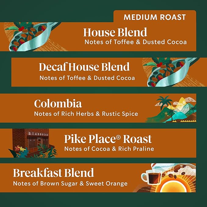 Starbucks K-Cup Coffee Pods, Custom Build Your Own Variety Pack, 60 Pods