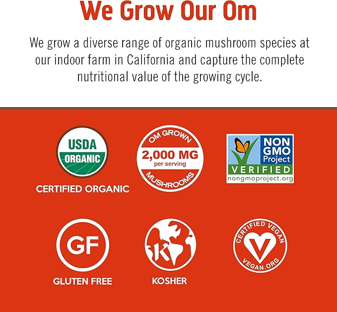 OM MUSHROOM SUPERFOOD Morning Energy Blend – Coffee-Free Mushroom Drink Mix with Cordyceps, Lion’s Mane, Rhodiola & Vitamin D2 – Natural Energy, Focus & Endurance Support – Single Serve (10 Count)