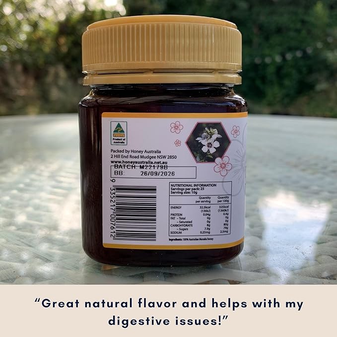 Honey Australia Manuka Honey MGO 514+ | 17.6 oz | Raw, Organic, Pure Certified Australian Honey for Immunity Support & Vitality | Natural Sweetener & Health Boost | Medical Grade, Nutrient-Rich Honey