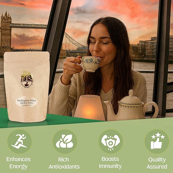 English Tea Store Buckingham Palace Garden Party Tea - 16oz | Loose Leaf Black Tea with Earl Grey and Jasmine Notes | Ceylon Assam Kenya Blend | Medium Bodied Elegant Afternoon Tea