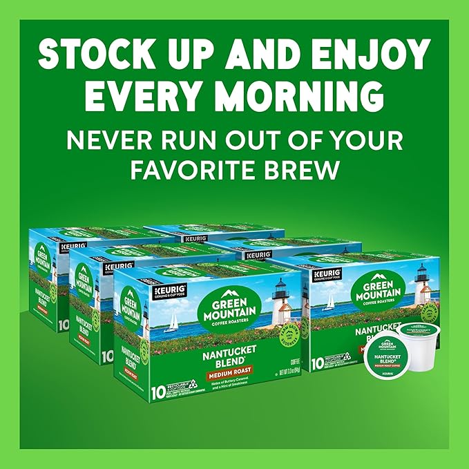 Green Mountain Coffee Roasters Nantucket Blend, Keurig Single Serve K-Cup Pods, Medium Roast Coffee, 60 Count, (6 Packs of 10)