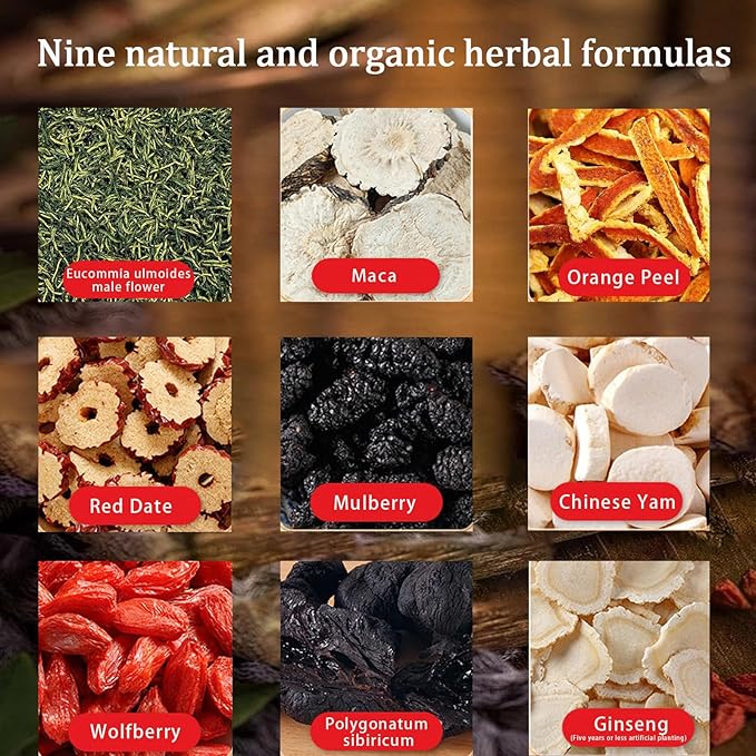 Raipult Ginseng and Wolfberry Tea, Ginseng Nine Treasures Tea Bag - Red Date Wolfberry Mulberry Tea, Organic Kidney Cleanse Chinese Herbal (1)