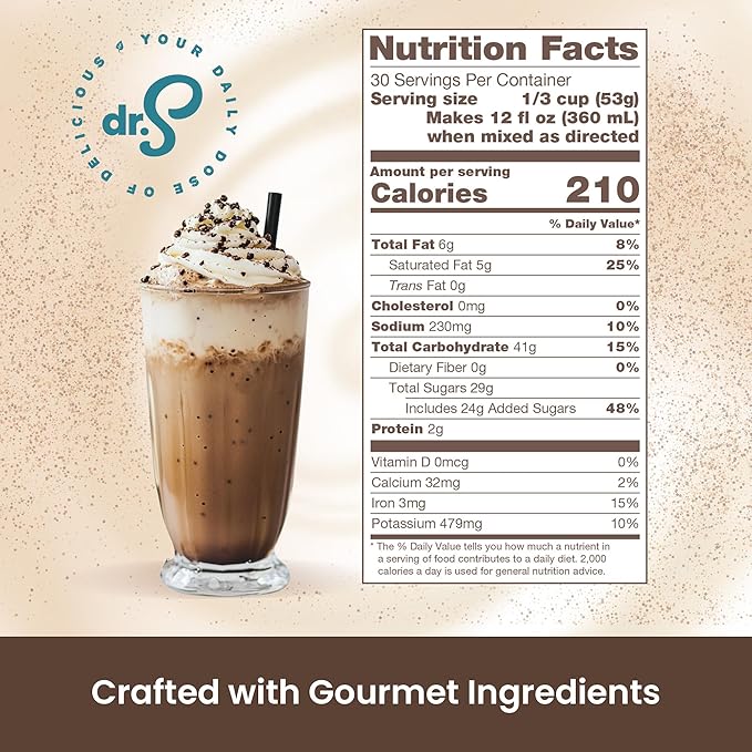 Dr. Smoothie Café Essentials Mocha Java – No Artificial Colors, Flavors, or Sweeteners – Shelf Stable – 61mg of Caffeine per Serving – Great for Hot, Iced, & Frozen Frappes (3.5 lb Bag, 30 Servings)