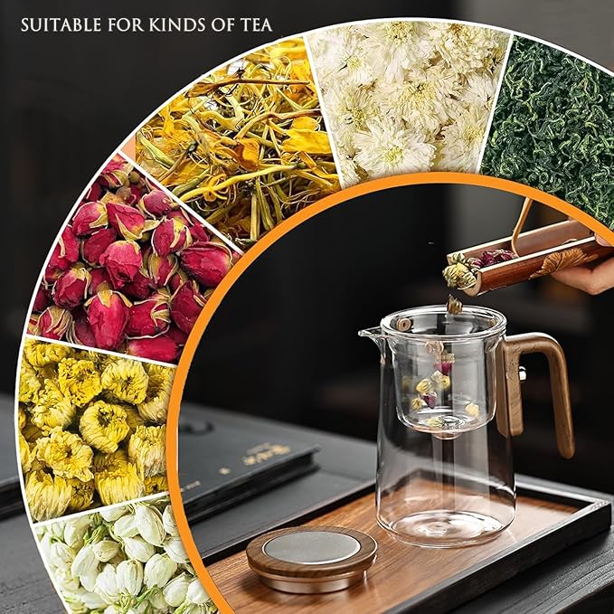 Enchanti Tea Pot- 600ml/20.3oz Magic Witchcraft Enchanted Glass Teapot with Strainer, Loose Tea Innovative Water Separation Magnetic Teapot, Borosilicate Glass Tea Infuse (20.3oz)