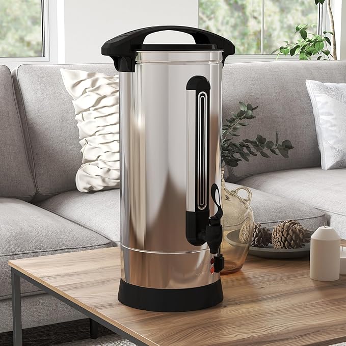 60 Cup Coffee Urn, 10L/2.64Gal Large Capacity Stainless Steel Hot Beverage Dispenser, Fast Brew Rapid Extraction, Auto Temperature Control Faucet, Commercial Coffee Maker for Party Buffet Catering