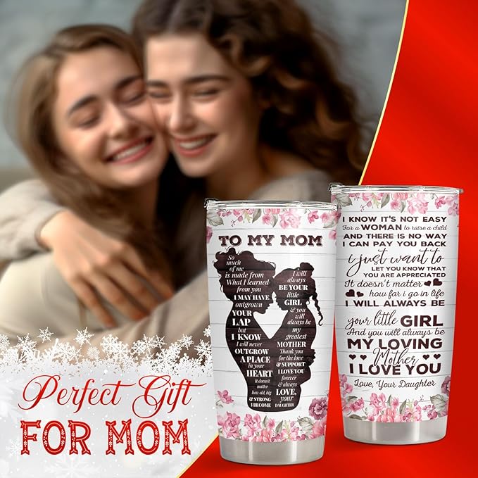 34HD Letters To Mom Tumbler with Lid, 20 oz Stainless Steel Vacuum Insulated Mommy Cup, Mama Coffee Mug, Mom Gifts from Daughter on Birthday Mothers Day Christmas