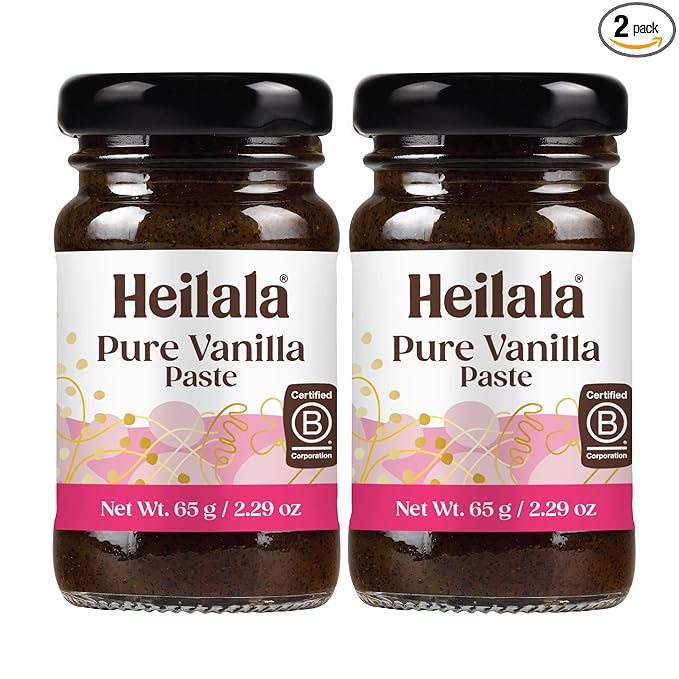 HEILALA - Pure Vanilla Bean Paste - Gourmet Madagascar Bourbon Variety, Crafted with Hand-Selected & Ethically Sourced Vanilla Pods for Baking and Dessert recipes, Gluten Free - 65g (2 Pack)
