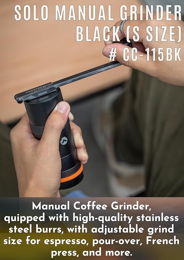 CAMPINGMOON Manual Coffee Grinder Camping Stainless Steel Small Black CC-115-BK